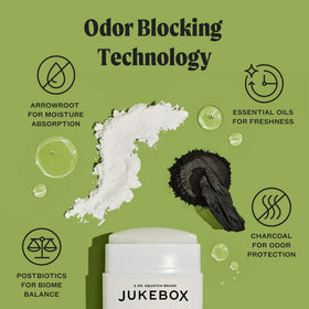 JUKEBOX cruelty-free logo indicating ethically produced deodorant.