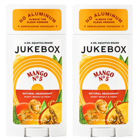 JUKEBOX Mango No.5 deodorant bottle shows bright scent and aluminum-free formula.