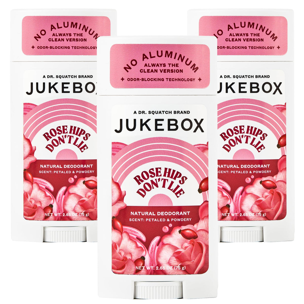 JUKEBOX Rose Hips Don't Lie deodorant bottle with floral scent for daily freshness