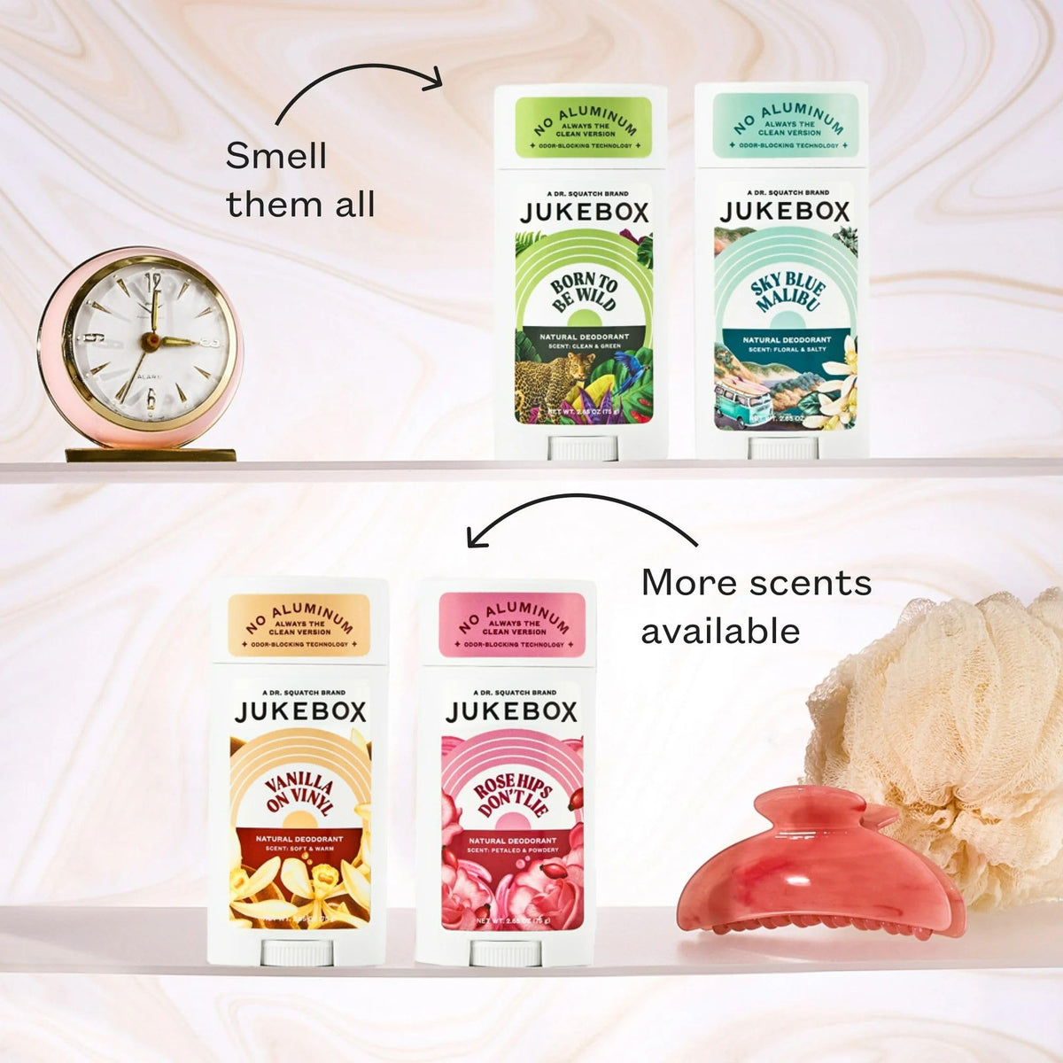 JUKEBOX arrowroot and charcoal odor-blocking technology visual cue
