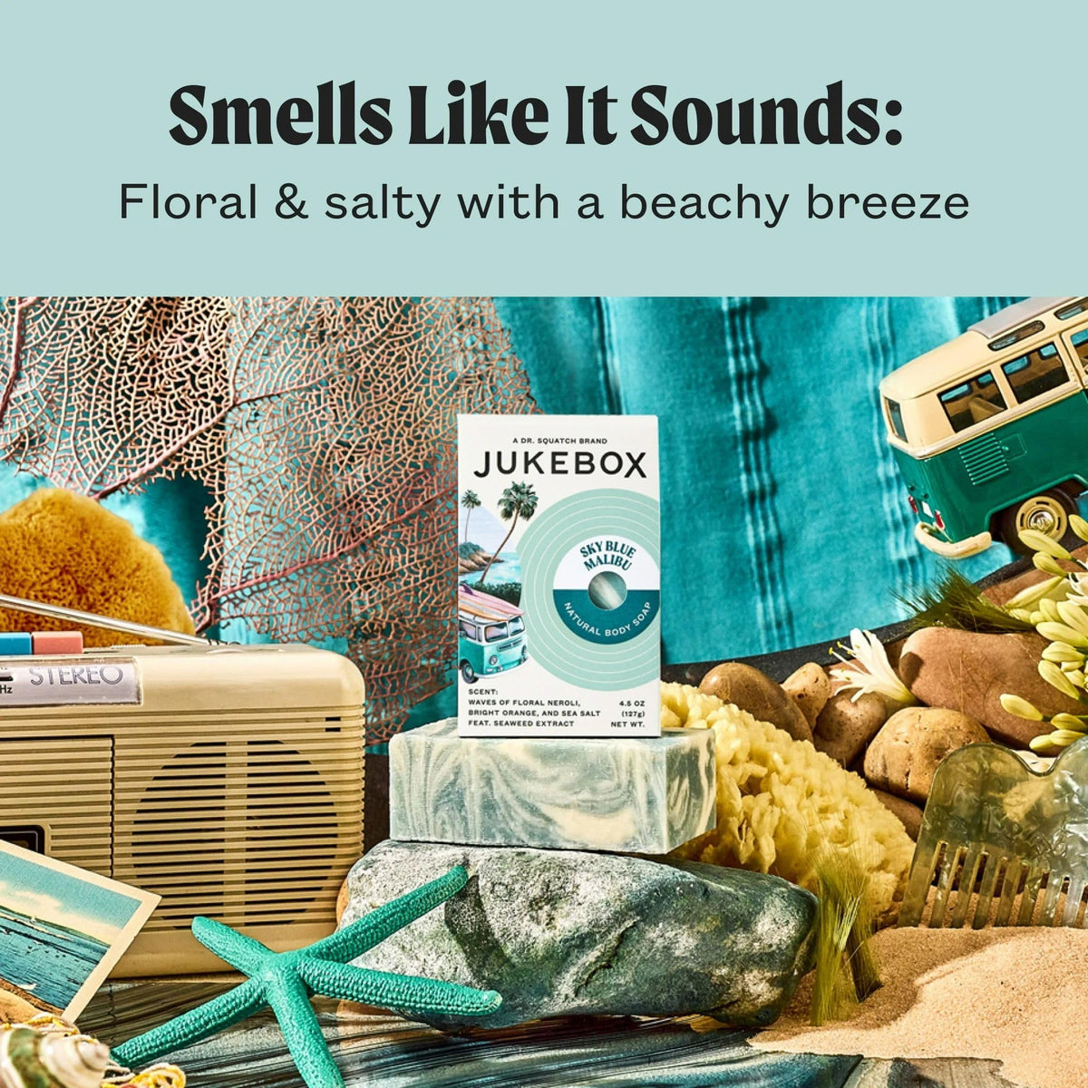 JUKEBOX Sky Blue Malibu soap with shea butter for nourishing skin