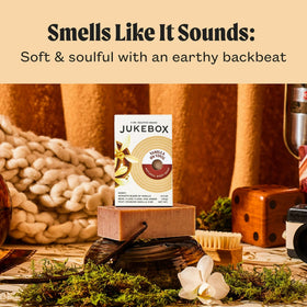JUKEBOX Vanilla on Vinyl bar soap featuring kaolin clay for light exfoliation