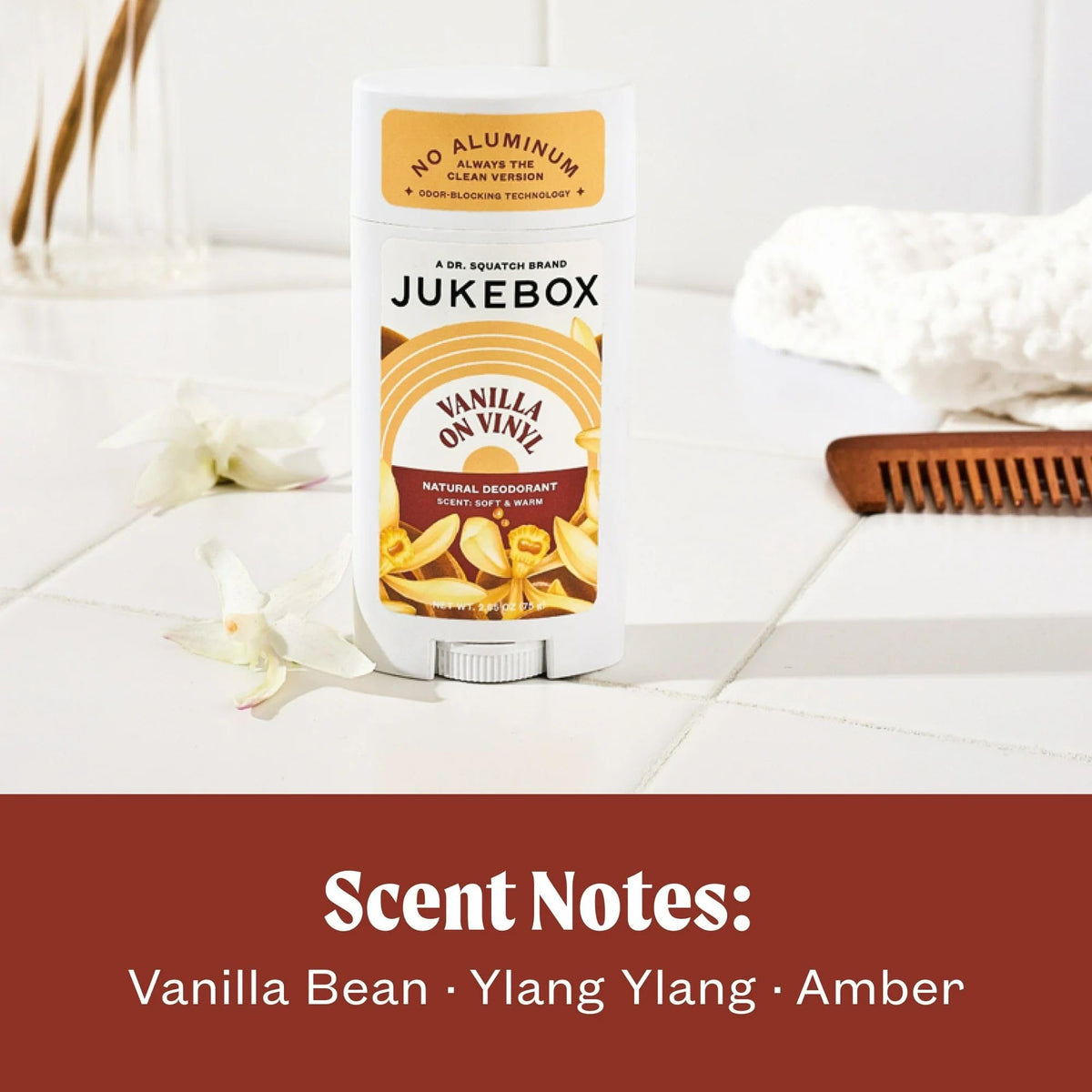 JUKEBOX Vanilla on Vinyl deodorant ingredients panel with shea butter and coconut oil