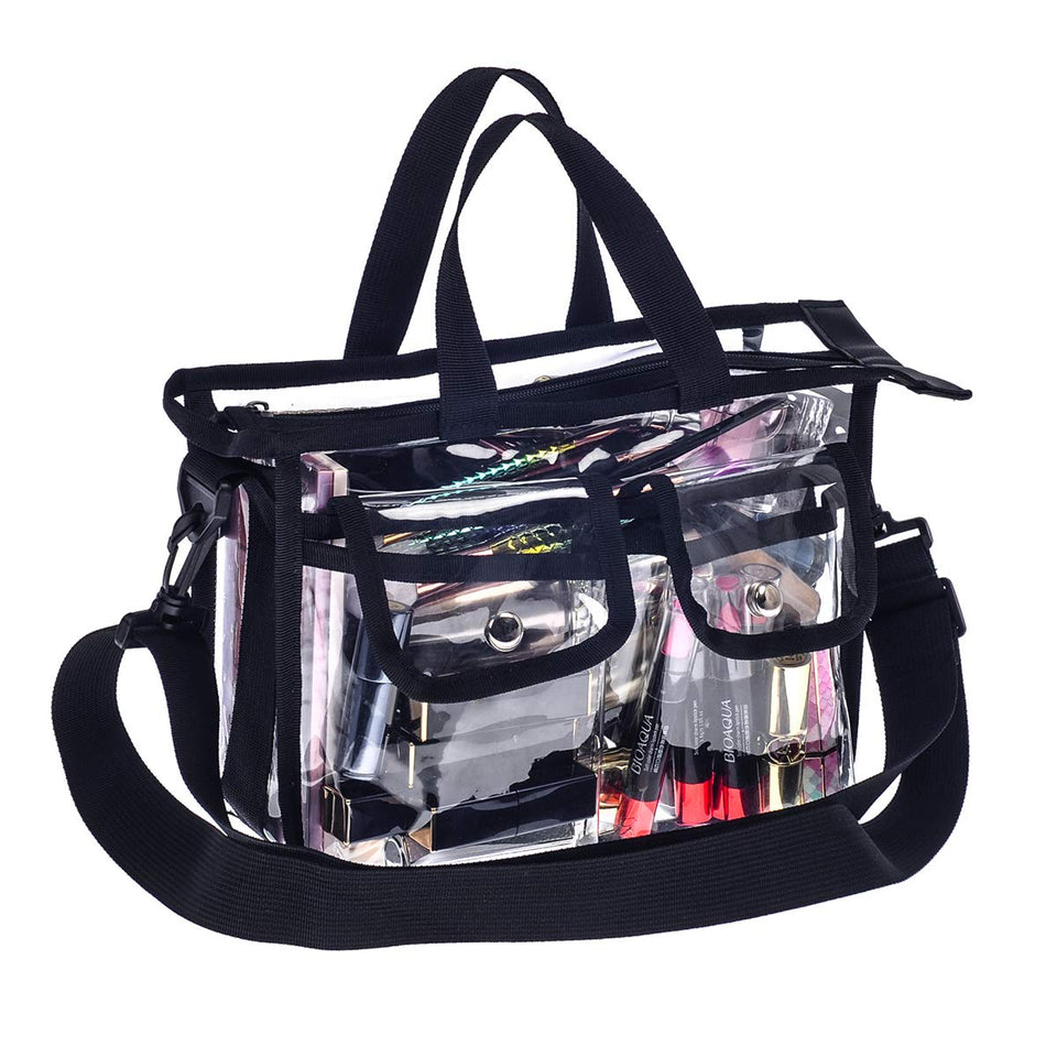 Jula Vance clear PVC makeup bag front view for quick item spotting