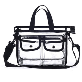 Jula Vance clear PVC makeup bag side view highlighting portability