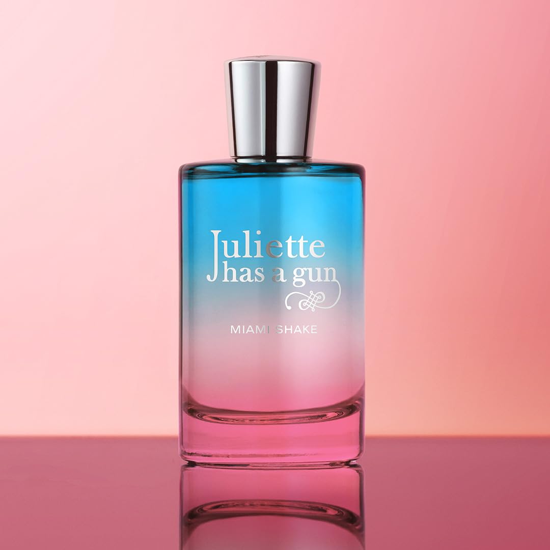 Juliette Has A Gun Miami Shake glass bottle with creamy tones evokes dessert-inspired fragrance