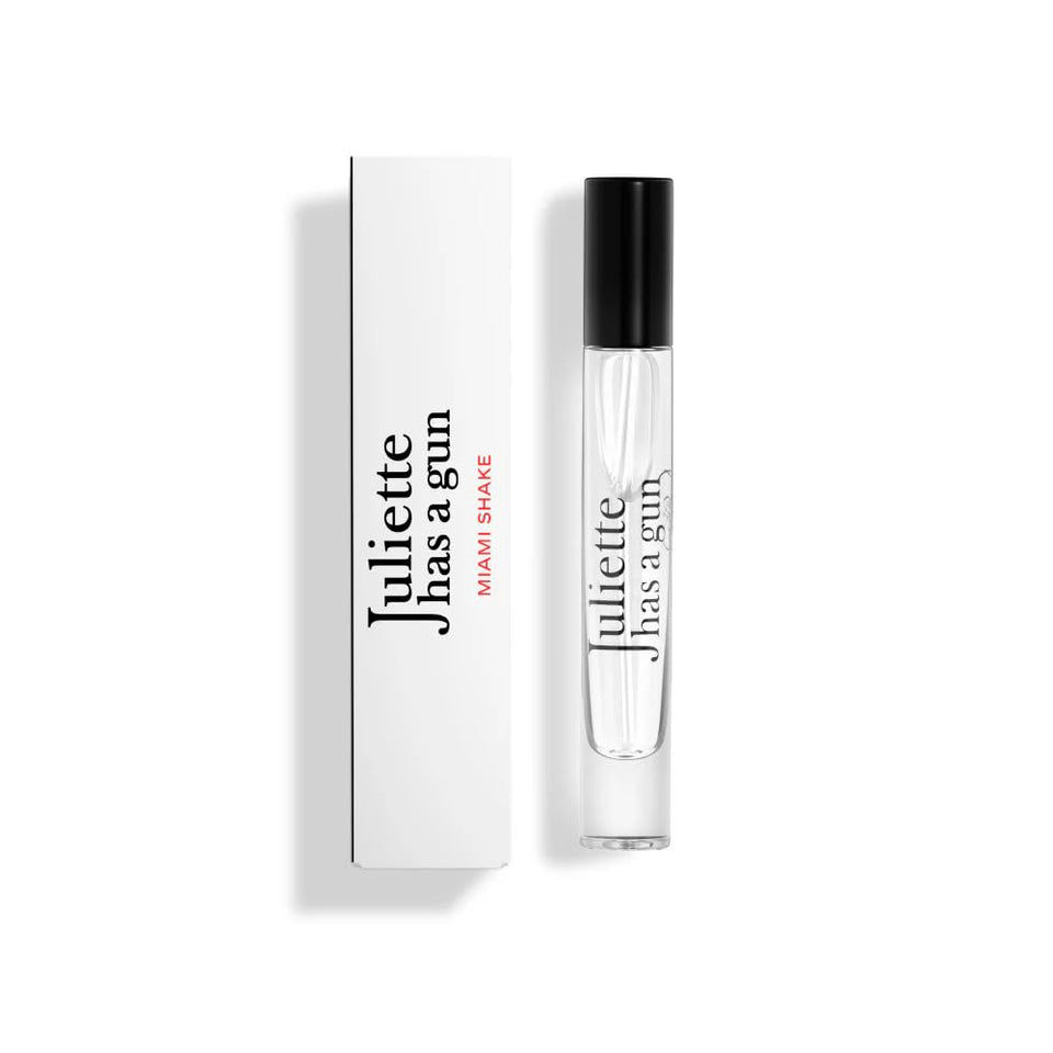 Juliette Has A Gun Miami Shake travel spray bottle for on-the-go fragrance refresh.