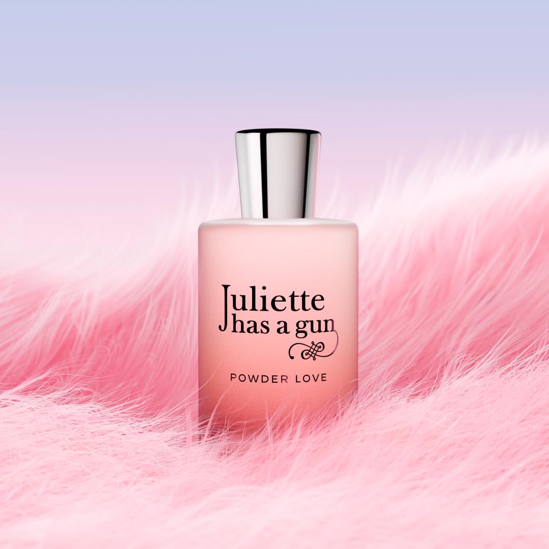 Product texture close-up conveys the soft, powdery aesthetic.