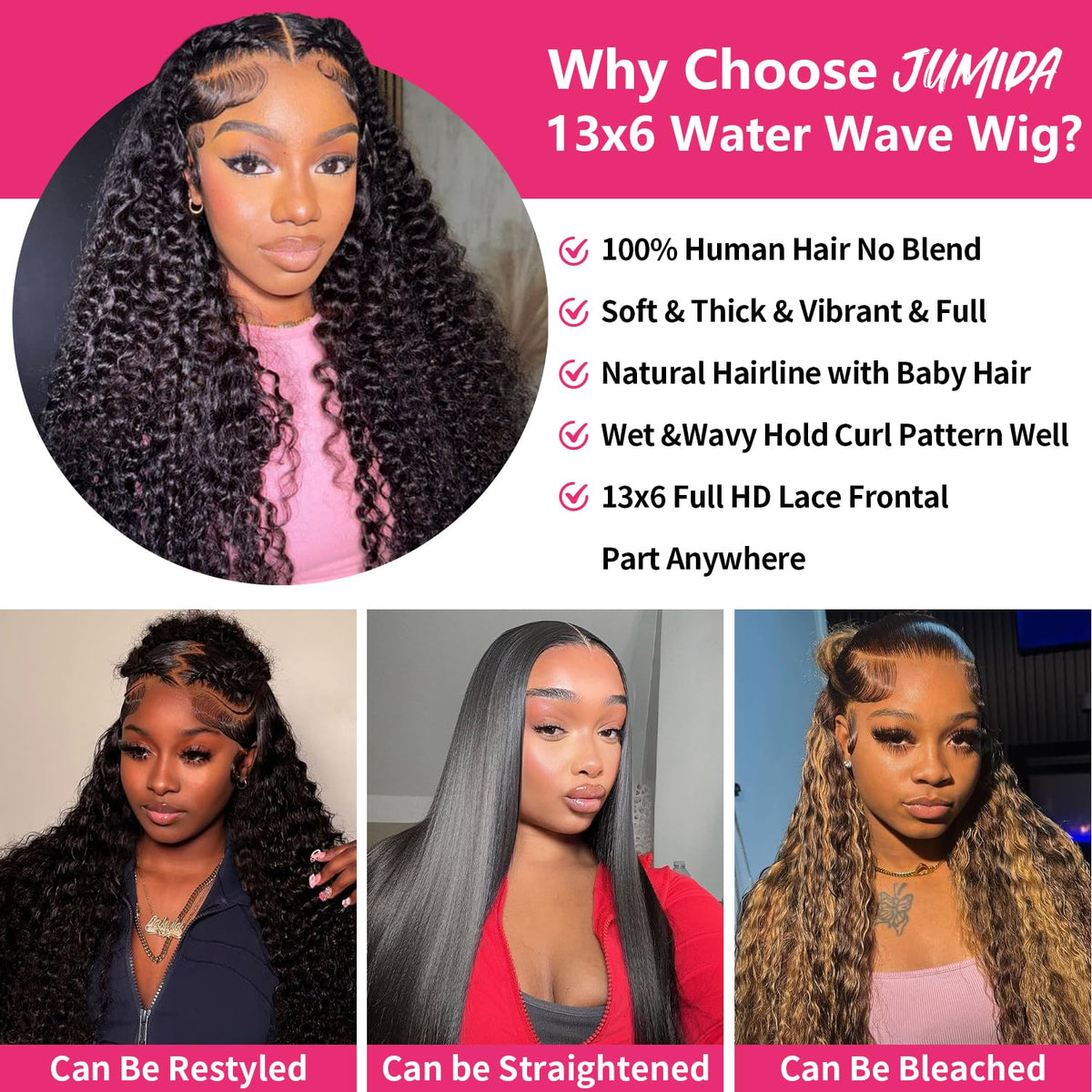 Jumida deep curly wig suitable for dates, vacations, and events