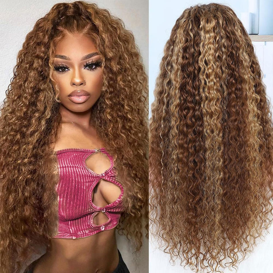 Jumida honey blonde ombre 13x6 water-wave front wig adds natural volume for daily styles.
