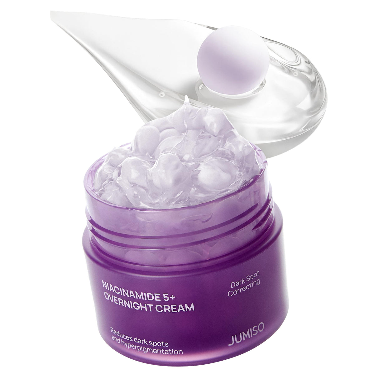 JUMISO Niacinamide 5+ Overnight capsule cream bottle with melting capsules for customizable hydration