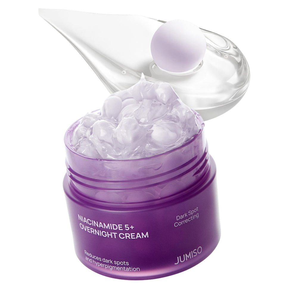 JUMISO Niacinamide 5+ Overnight capsule cream bottle with melting capsules for customizable hydration