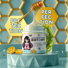 Jumybee BTX jar close-up highlighting beeswax and seaweed ingredients for hydration