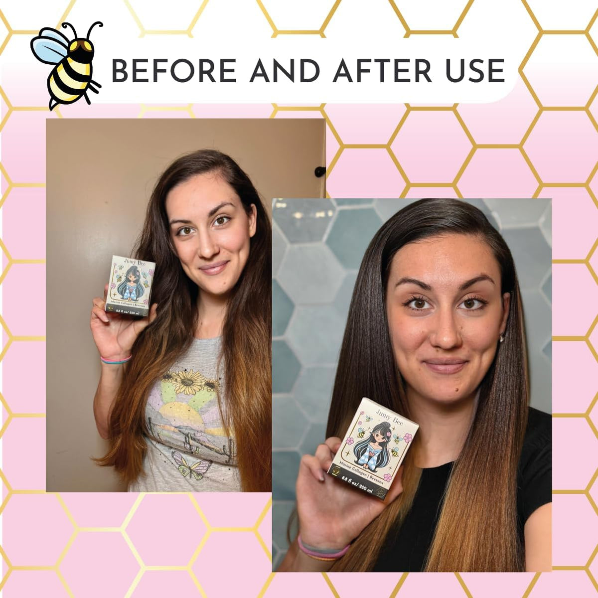 Jumybee BTX finished look with smooth, shiny hair