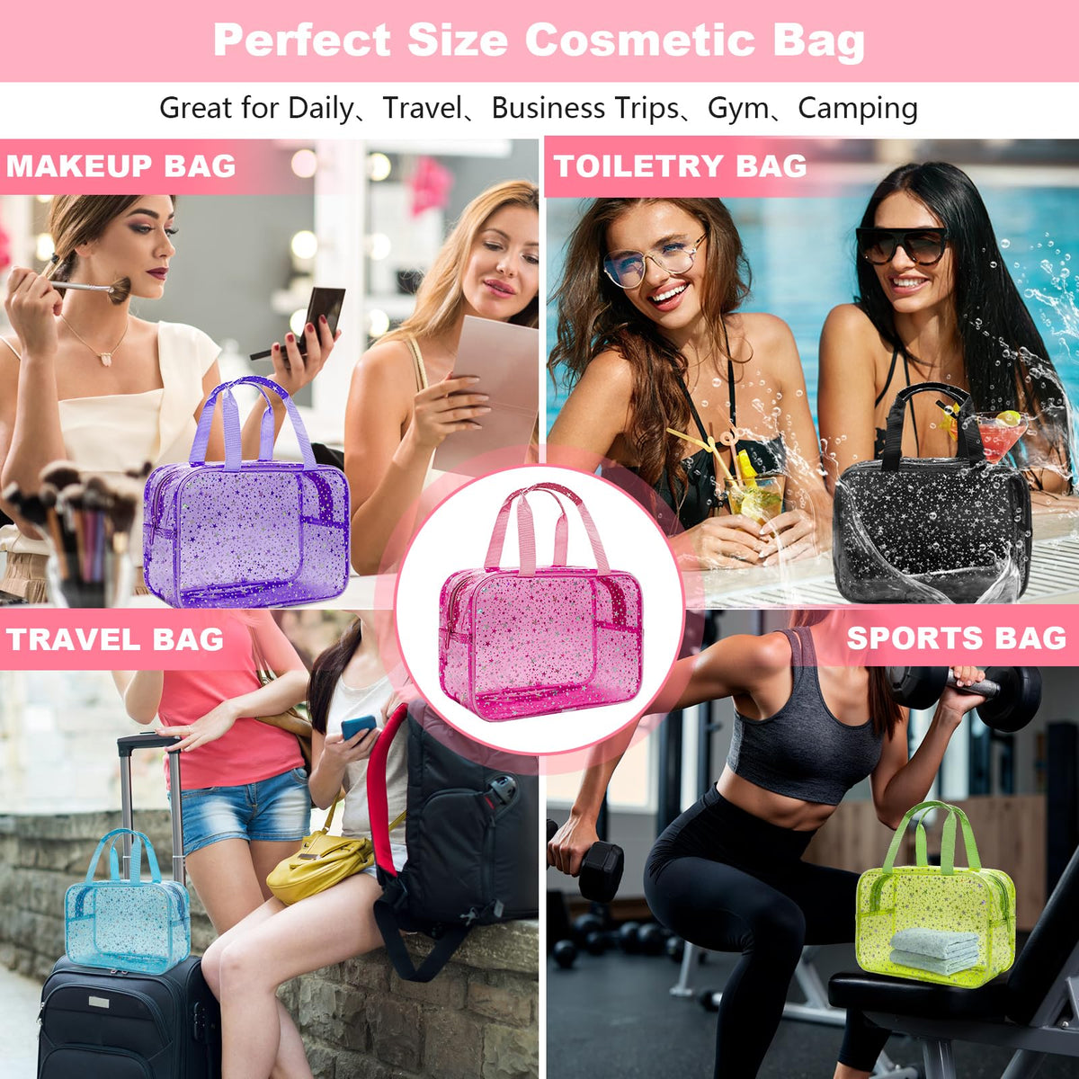 Junesters Clear wash bag doubles as cosmetics and toiletries organizer.
