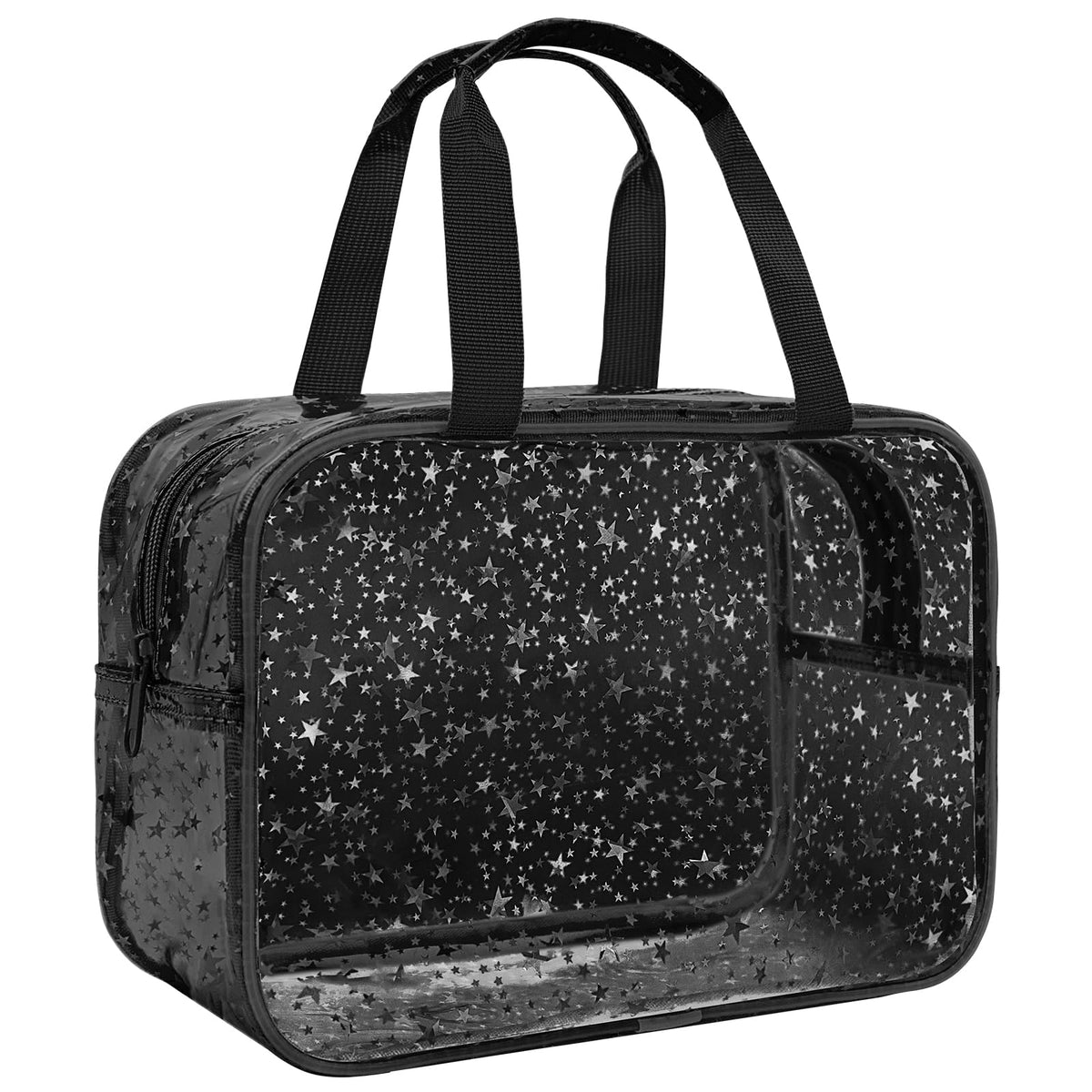 Junesters clear star makeup bag with star pattern for travel and organization