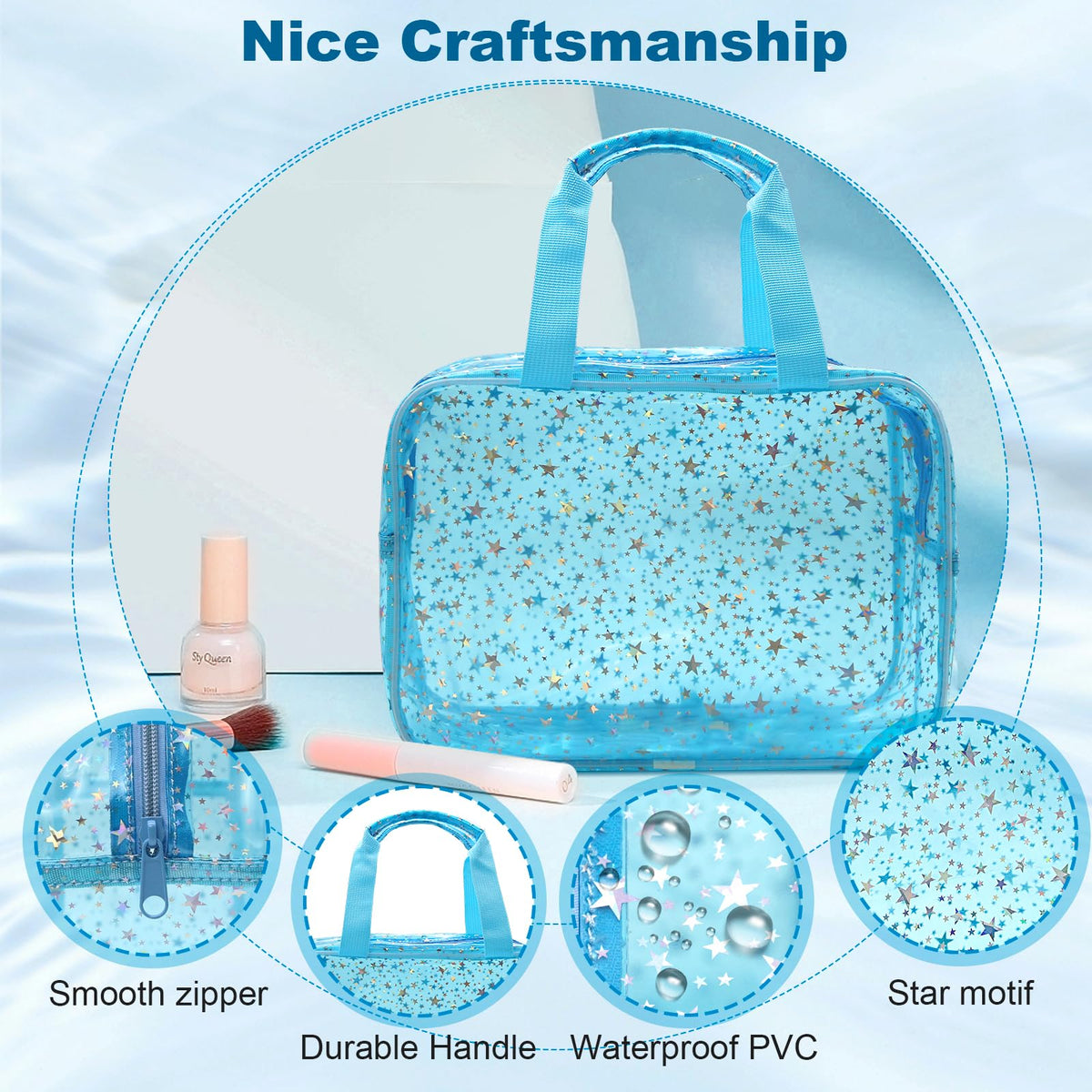 Junesters durable PVC material keeps contents protected and easy to wipe clean.