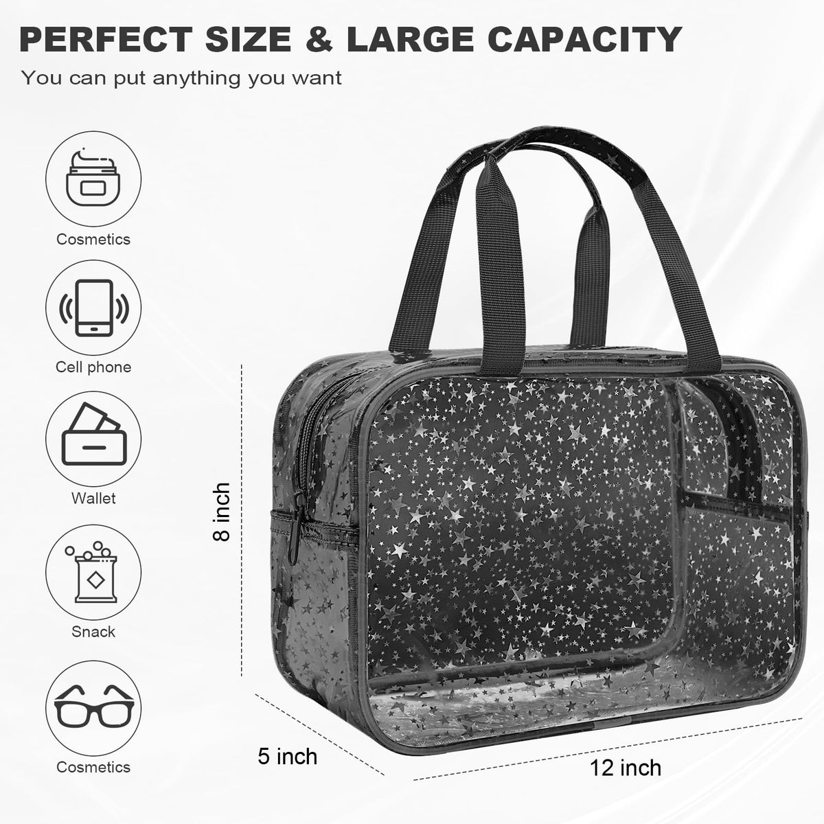 Junesters travel PVC cosmetic bag waterproof and easy to wipe