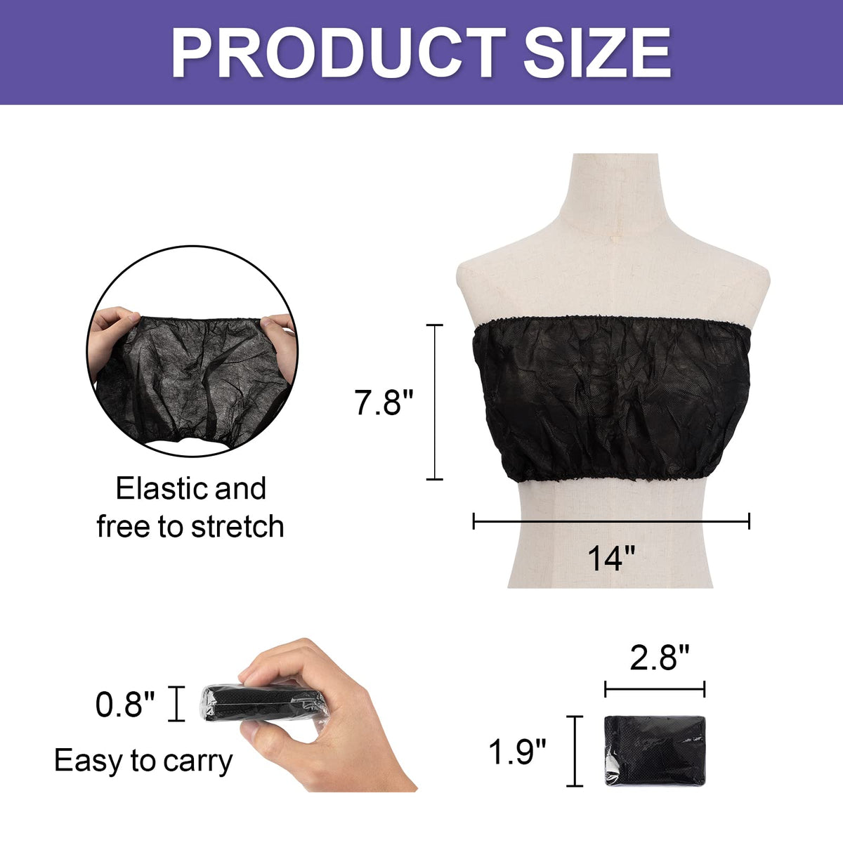 JUNFAN black opaque spa bra preserves privacy during tanning and spa services.