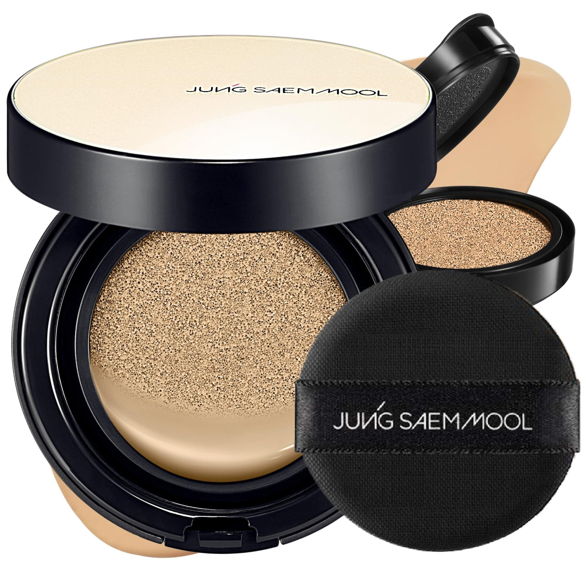 JUNG SAEM MOOL Essential Skin Nuder Cushion compact closeup showing natural glow