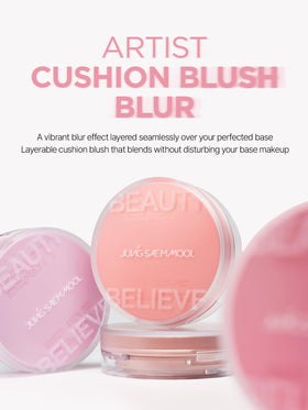 JUNG SAEM MOOL Artist Cushion Blush application swatch shows buildable color from soft to bold.