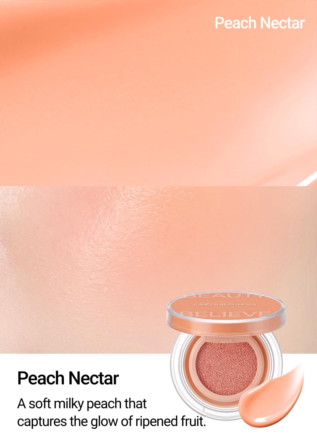 JUNG SAEM MOOL Artist Cushion Blush swatch demonstrates buildable translucency.