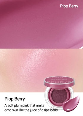 JUNG SAEM MOOL Artist Cushion Blush dewy finish visible on skin.