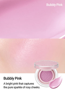 Jung Saem Mool Artist Cushion Blush applied on cheek for natural radiance.