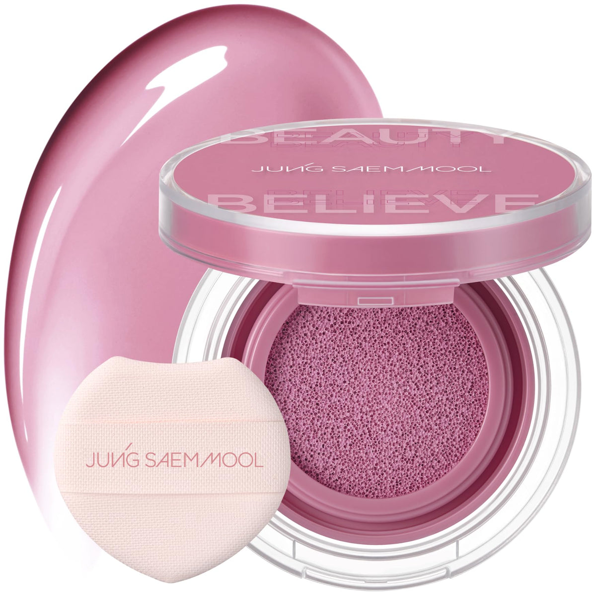 Jung Saem Mool Artist Cushion Blush puff close-up for precise, mess-free touch-ups.
