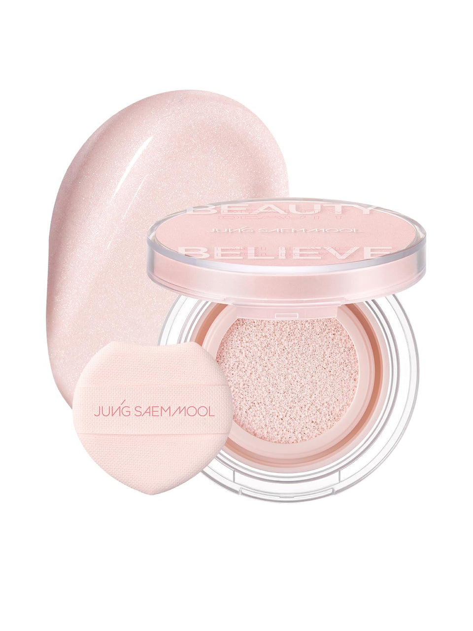 JUNG SAEM MOOL Halo Gleam cushion highlighter creates a soft dewy glow on skin.
