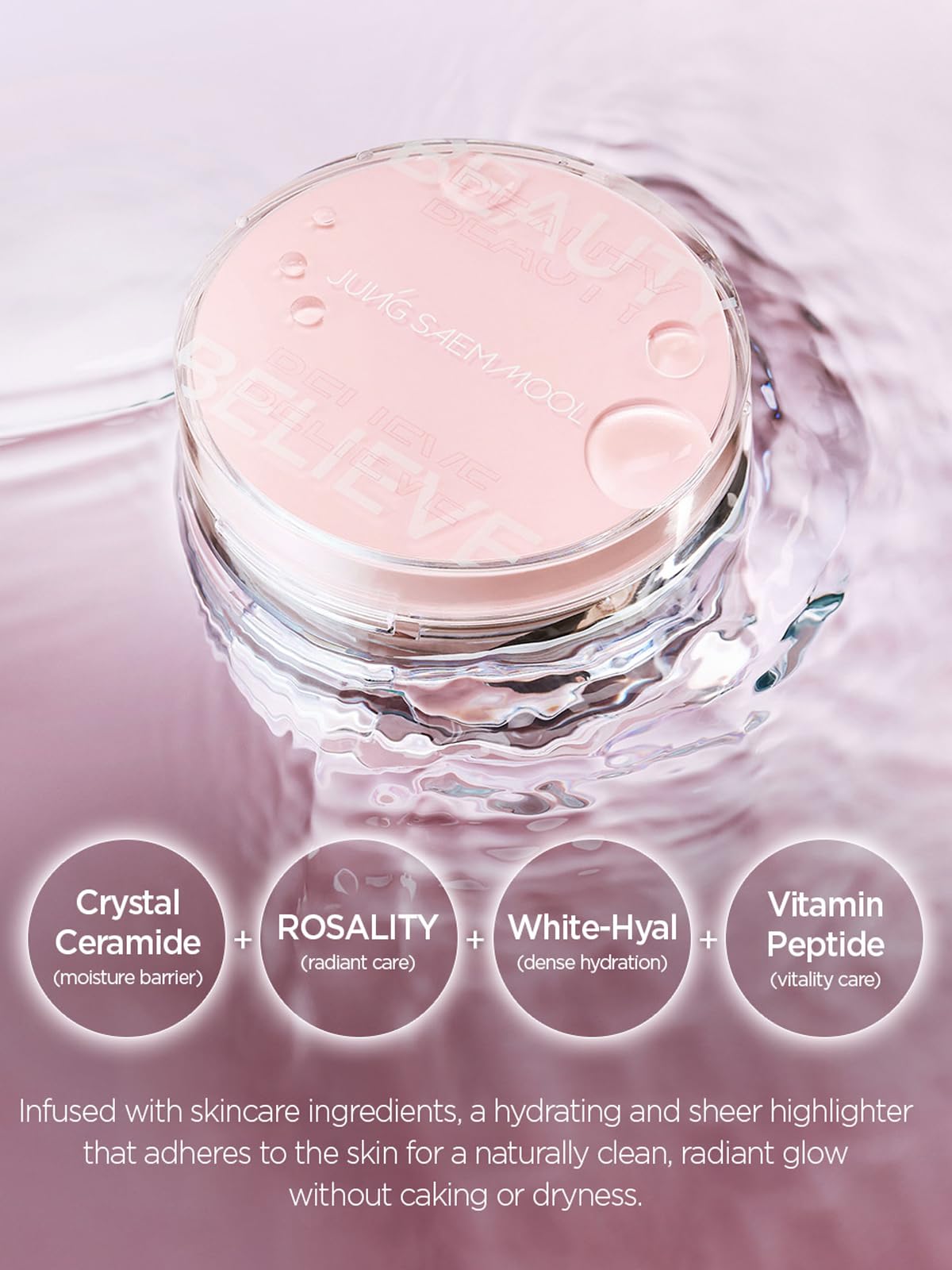 Soft luminous finish enhances facial features while preserving skin texture.