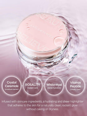 Soft luminous finish enhances facial features while preserving skin texture.
