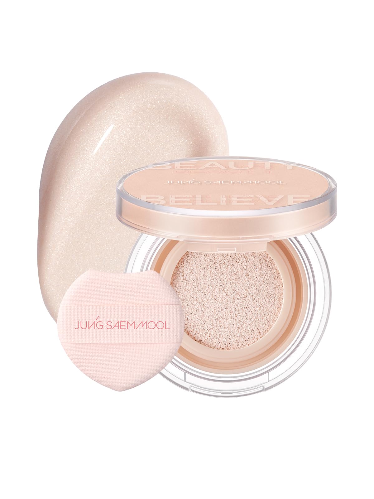 Jung Saem Mool Artist Cushion Highlighter Halo Veil delivers a glassy glow with buildable depth.