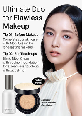 Jung Saem Mool Essential Mool Cream glow-finish on skin for radiant complexion.