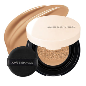 jung saem mool essential skin-nuder cushion bottle close-up shows natural dewy glow