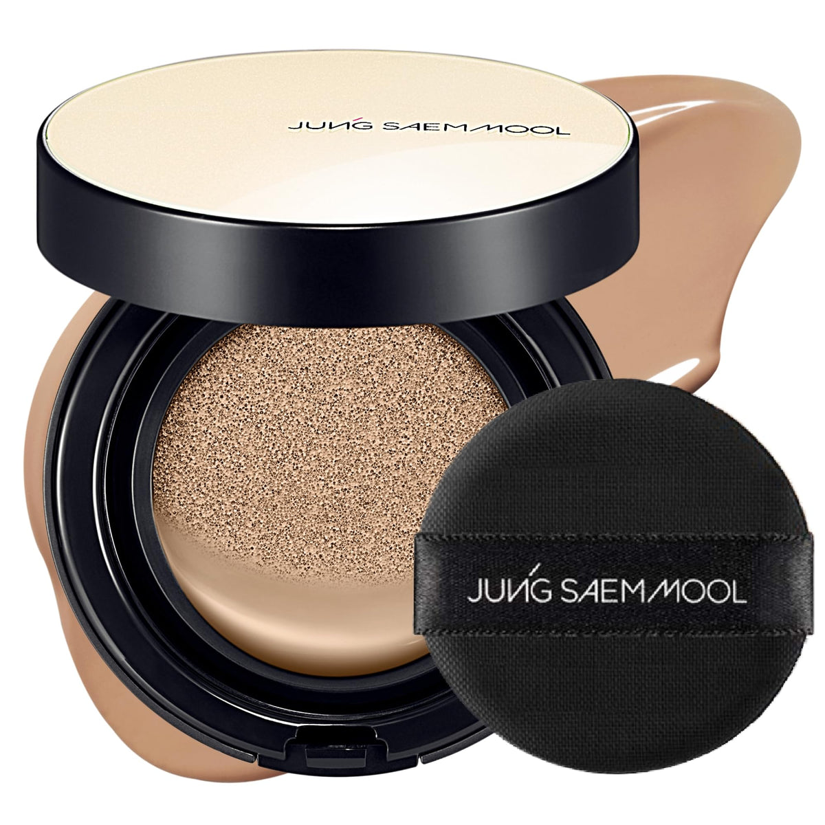 Jung Saem Mool Essential Skin Nuder Cushion delivers a natural radiant finish for daily wear.