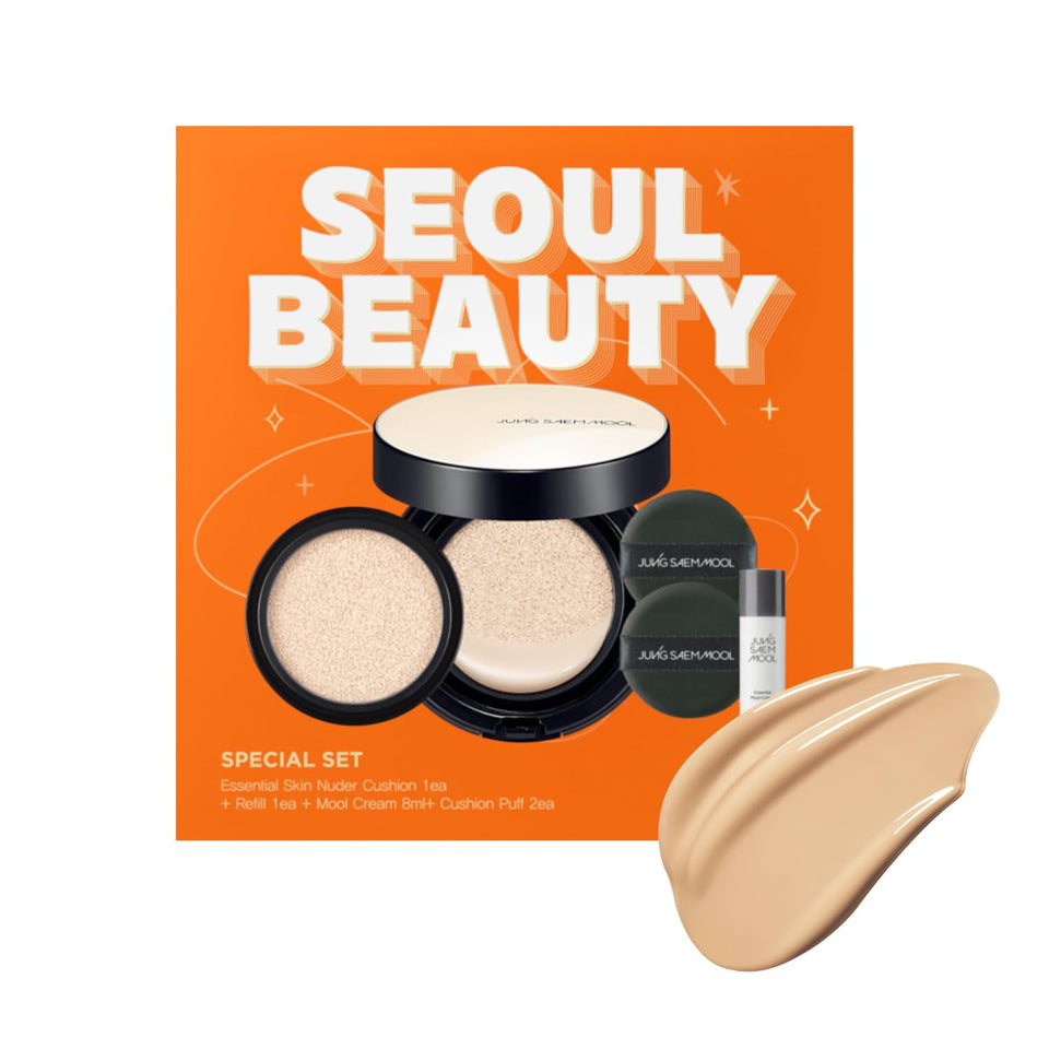 Jung Saem Mool Essential Skin Nuder Cushion for a natural glow with buildable coverage.