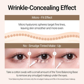 Close-up of texture on Jung Saem Mool base highlighting smooth pores and even skin