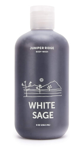 JUNIPER RIDGE White Sage Body Wash bottle, vegan castile formula, desert-inspired scent.