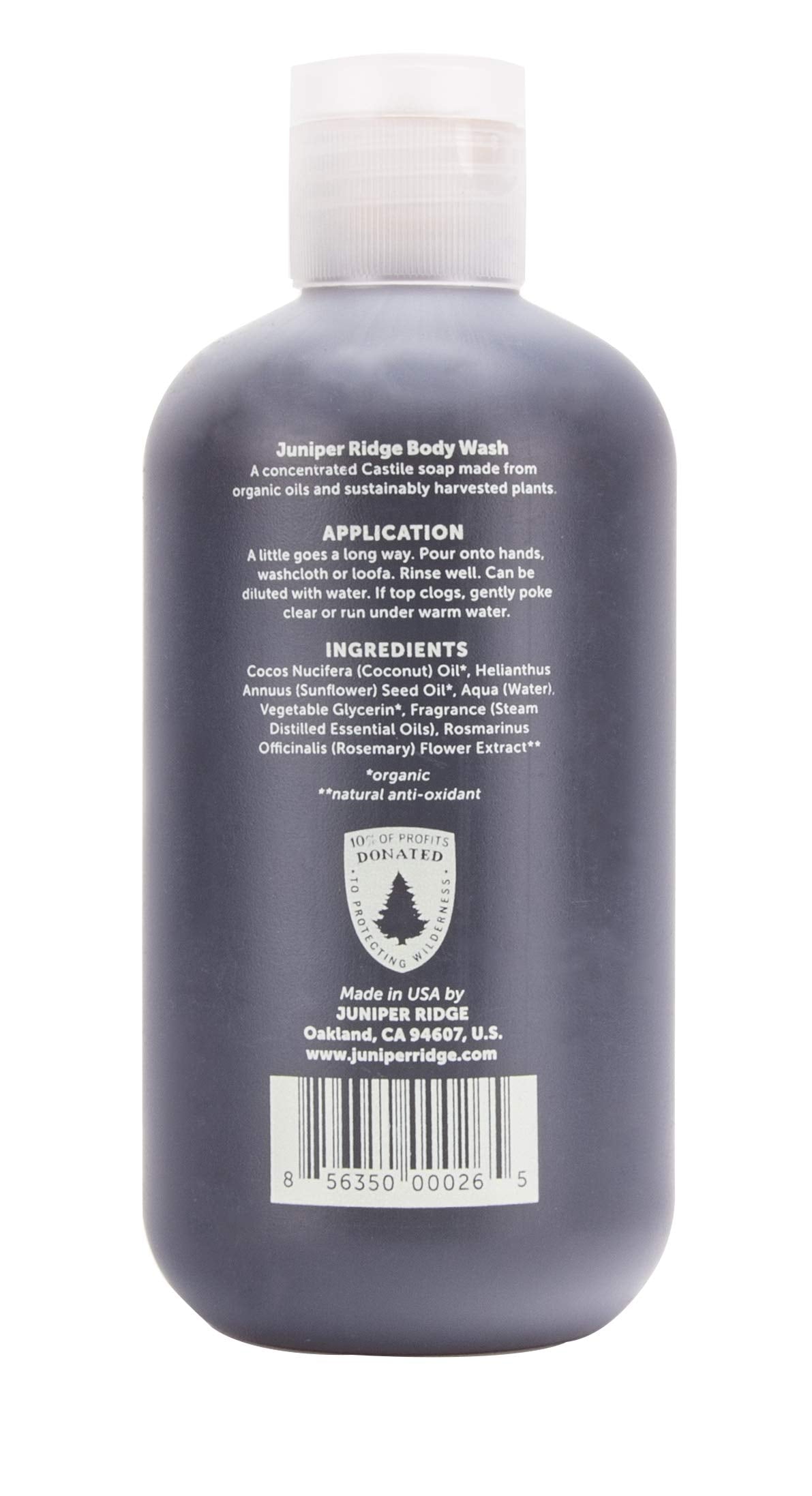 JUNIPER RIDGE White Sage Body Wash pour, convenient all-in-one cleanser for daily use.
