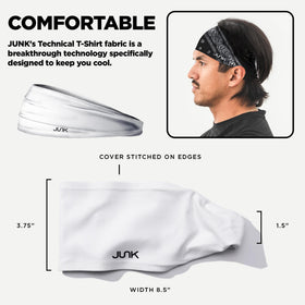 JUNK Brands Big Bang Lite Headband being worn under helmet for cycling comfort