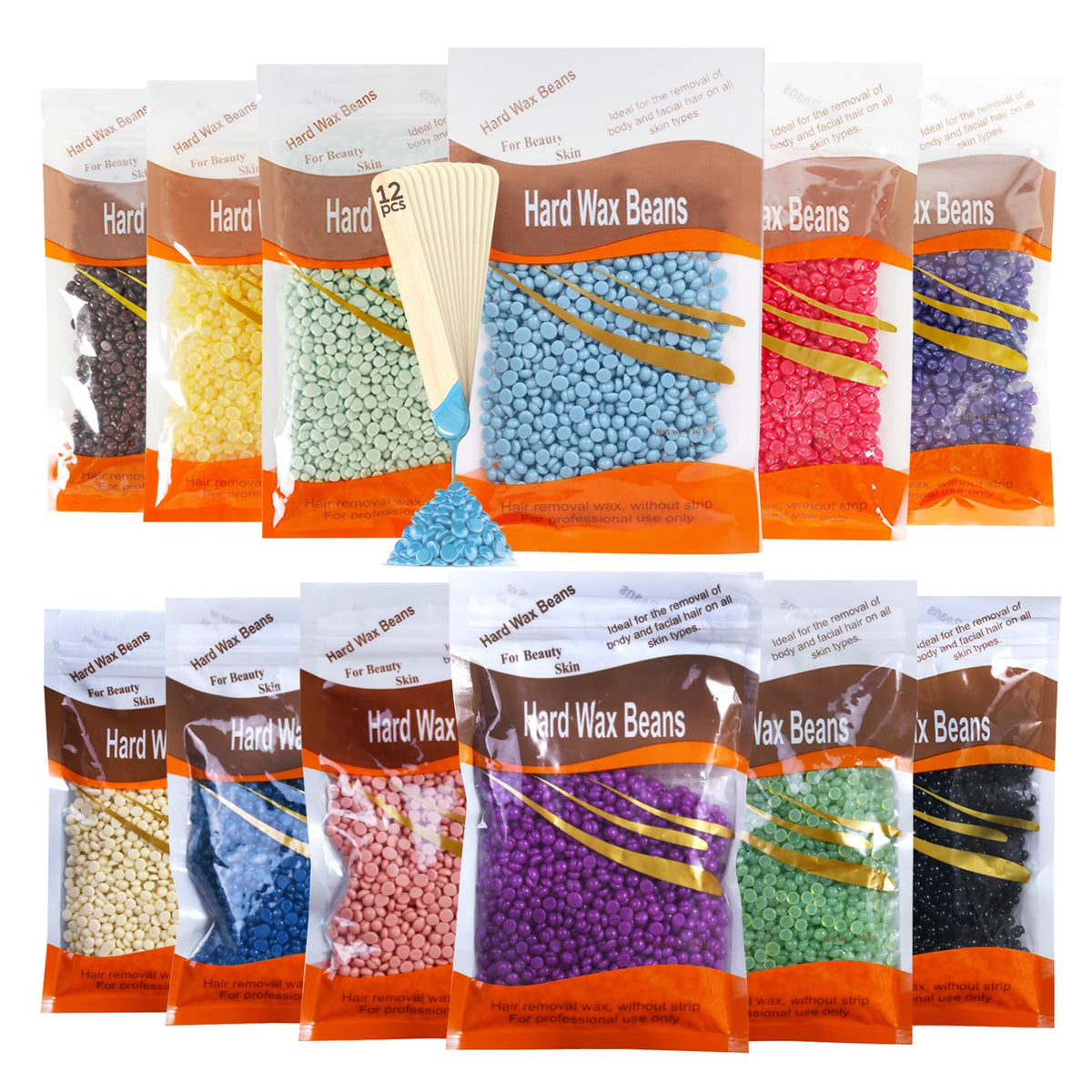 JunKuJK 12-piece hard wax beads kit for salon-quality at-home waxing results