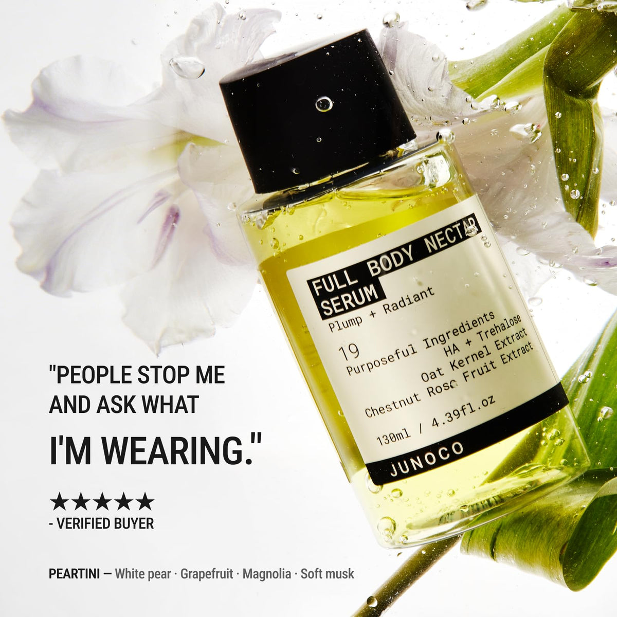 Fast-absorbing JUNO & Co. Full Body Nectar Serum on skin