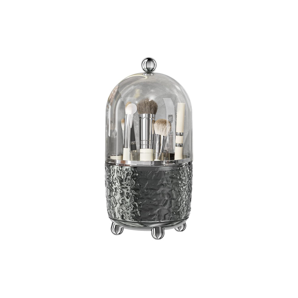Jupiter Warrior makeup brush holder with lid keeps brushes dust-free and neatly organized.