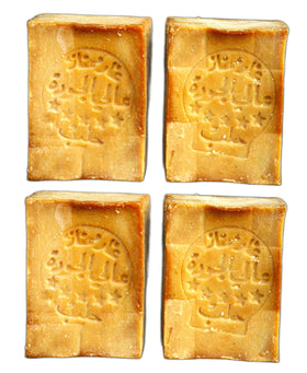 JUSIZA Aleppo Soap 4-pack front view showing traditional craft and natural oils.