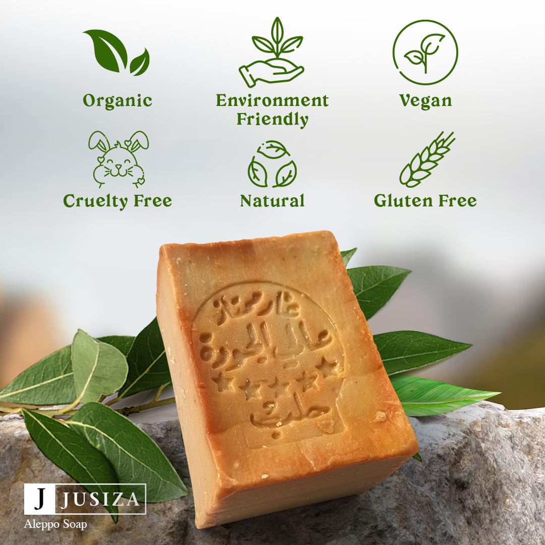 JUSIZA Aleppo Soap ingredients close-up olive oil and laurel oil.