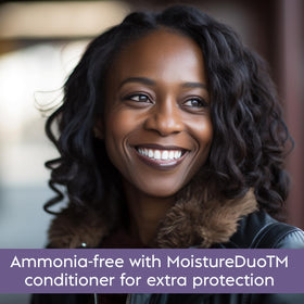 Just 5 MoistureDuo conditioner tube visible delivering hydration during color.