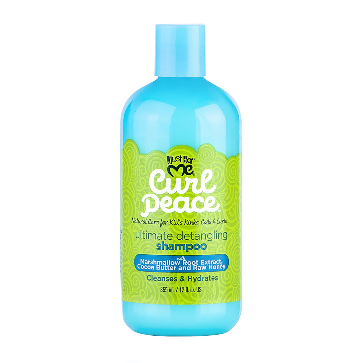 Just For Me Curl Peace Detangling Shampoo bottle front view eases knots in curls.