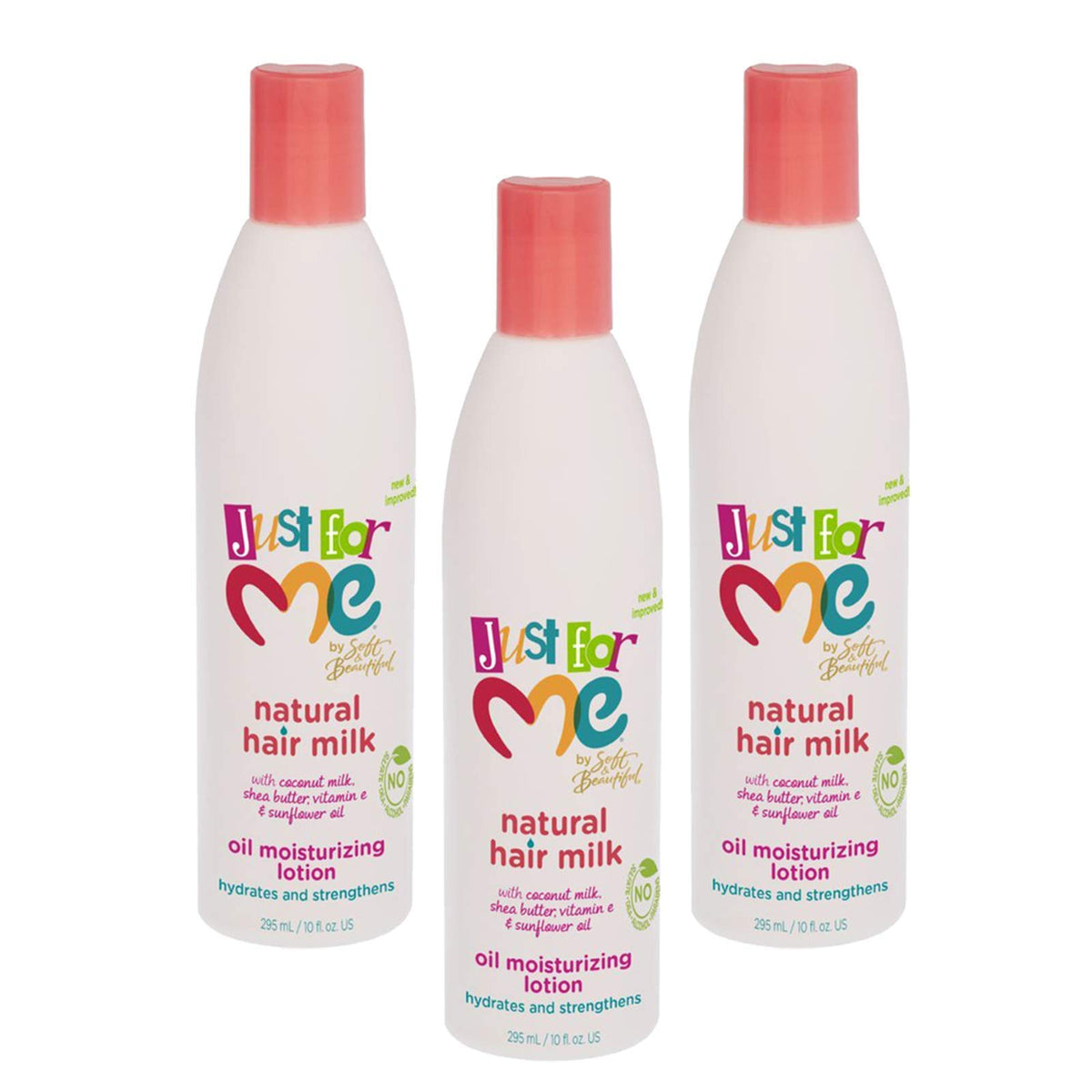 Just For Me Natural Hair Milk Lotion bottle front, lightweight hydration for kids' hair.