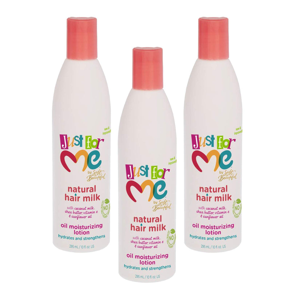 Just For Me Natural Hair Milk Lotion bottle front, lightweight hydration for kids' hair.